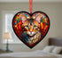 Bengal Cat Stained Glass Effect Heart Suncatcher